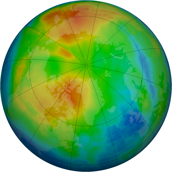 Arctic ozone map for 31 December 2003